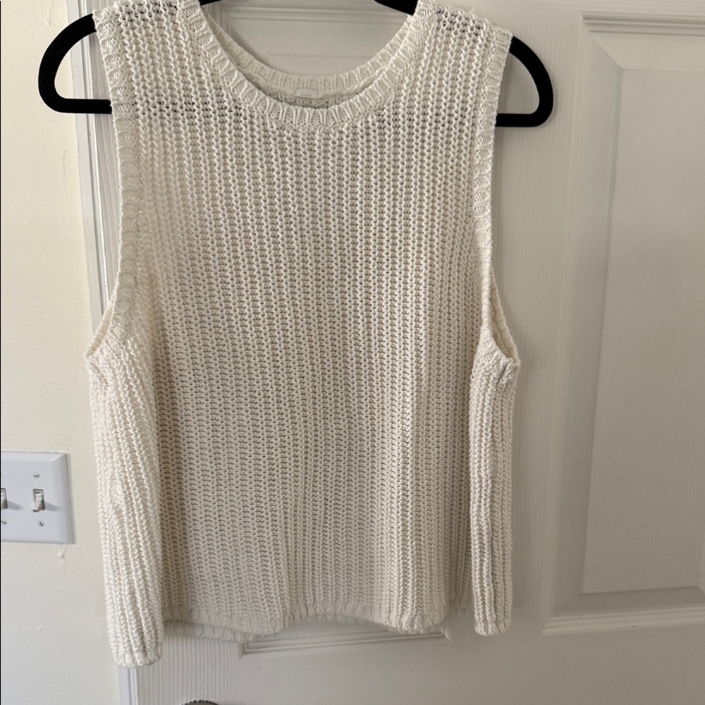 Cream Knit Sleeveless Sweater Tank